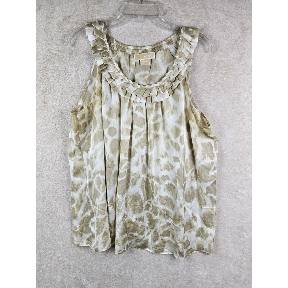 Michael Kors MK Women’s 100% Silk Ruffle Neck Sleeveless Blouse Top Size 18W